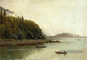 Indiens Pêche Albert Bierstadt Peinture à l'huile